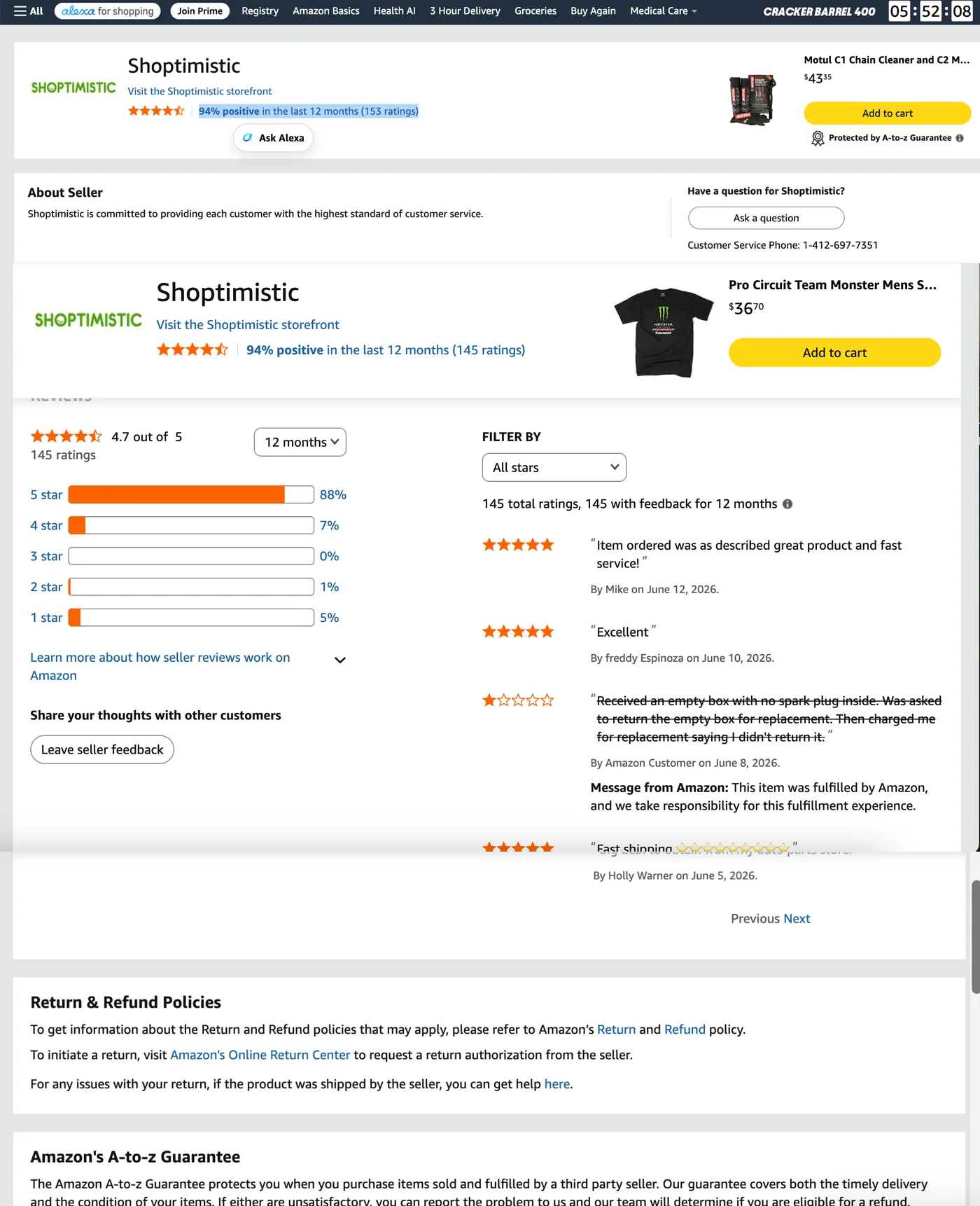 Rollun storefront on Amazon